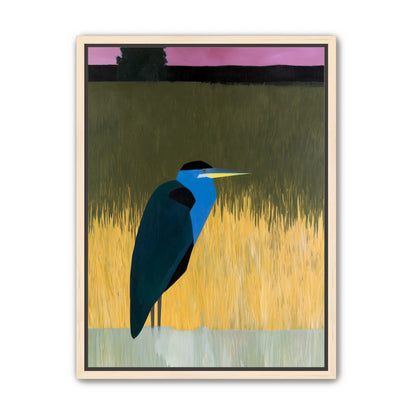 Blue bird in yellow grass