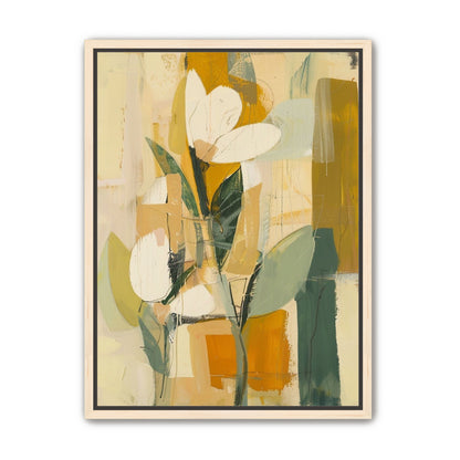 White forms within ochre blocks