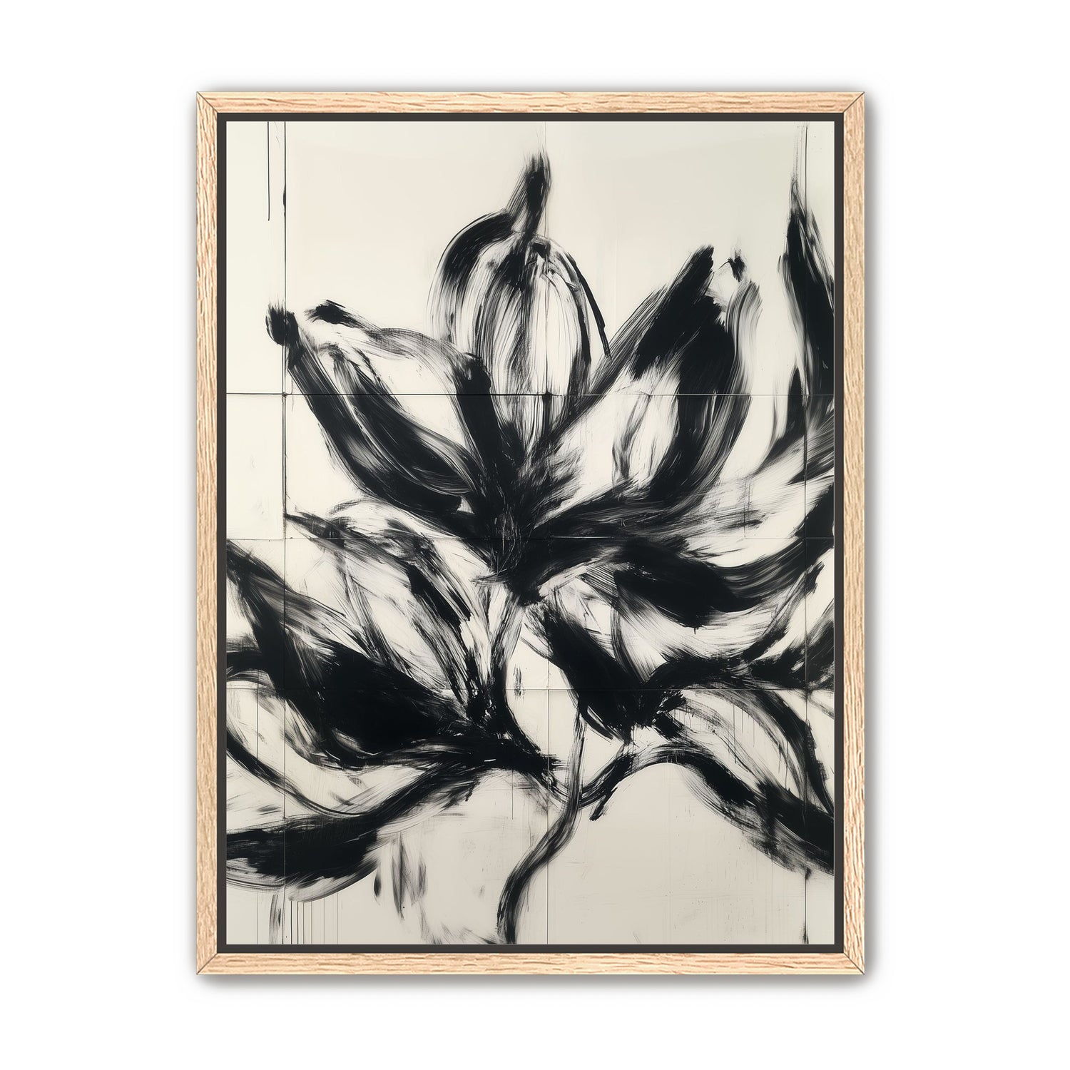 Black petals on pale grid