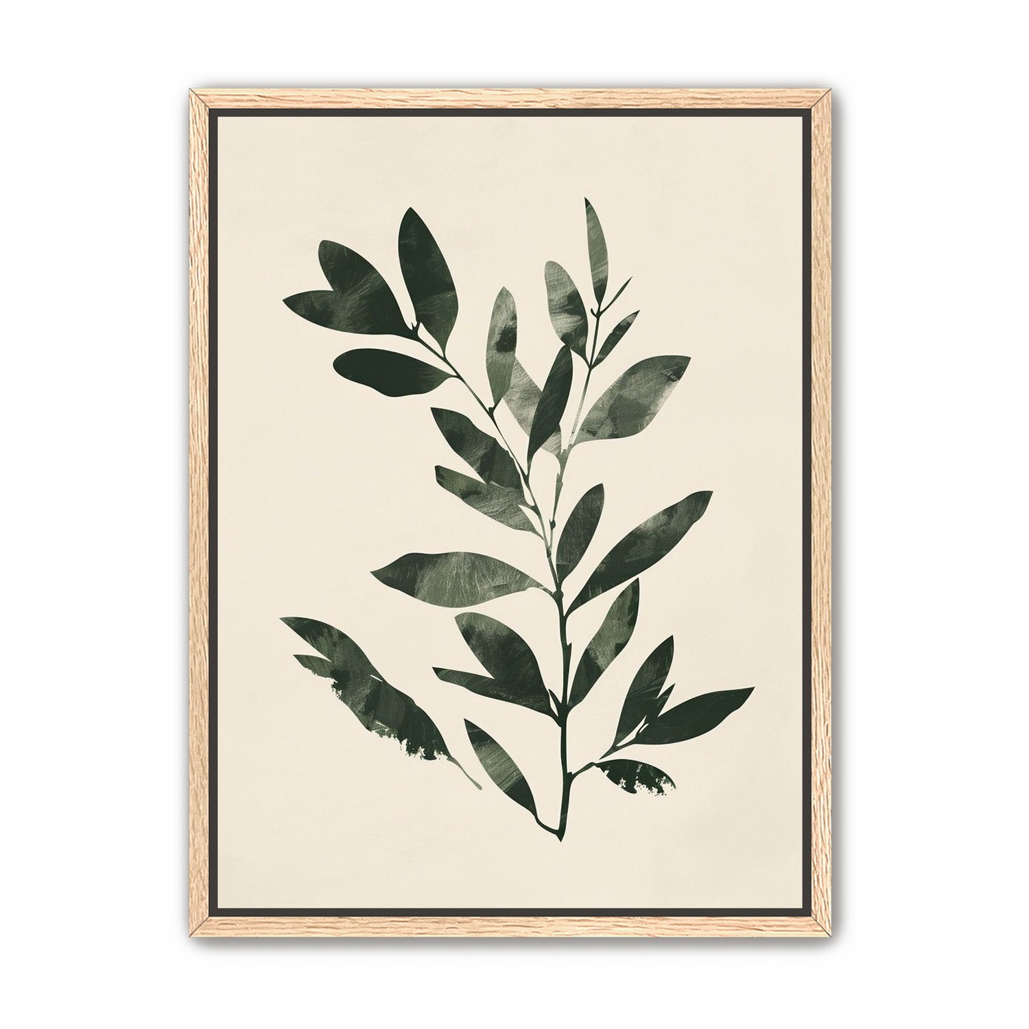 Dark green leaves on cream