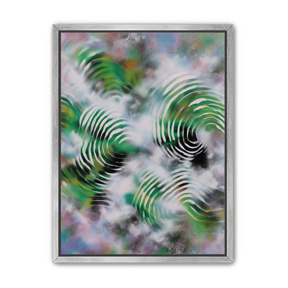 White haze over green spirals