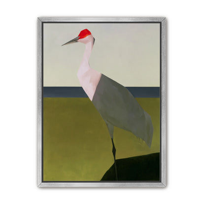 Red crown crane at the shore