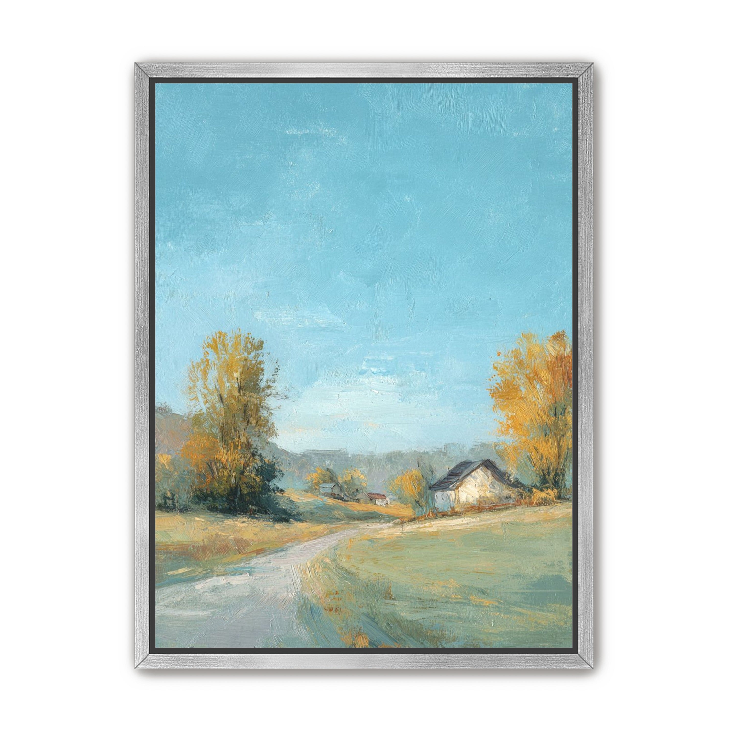 Blue sky over the farmhouse