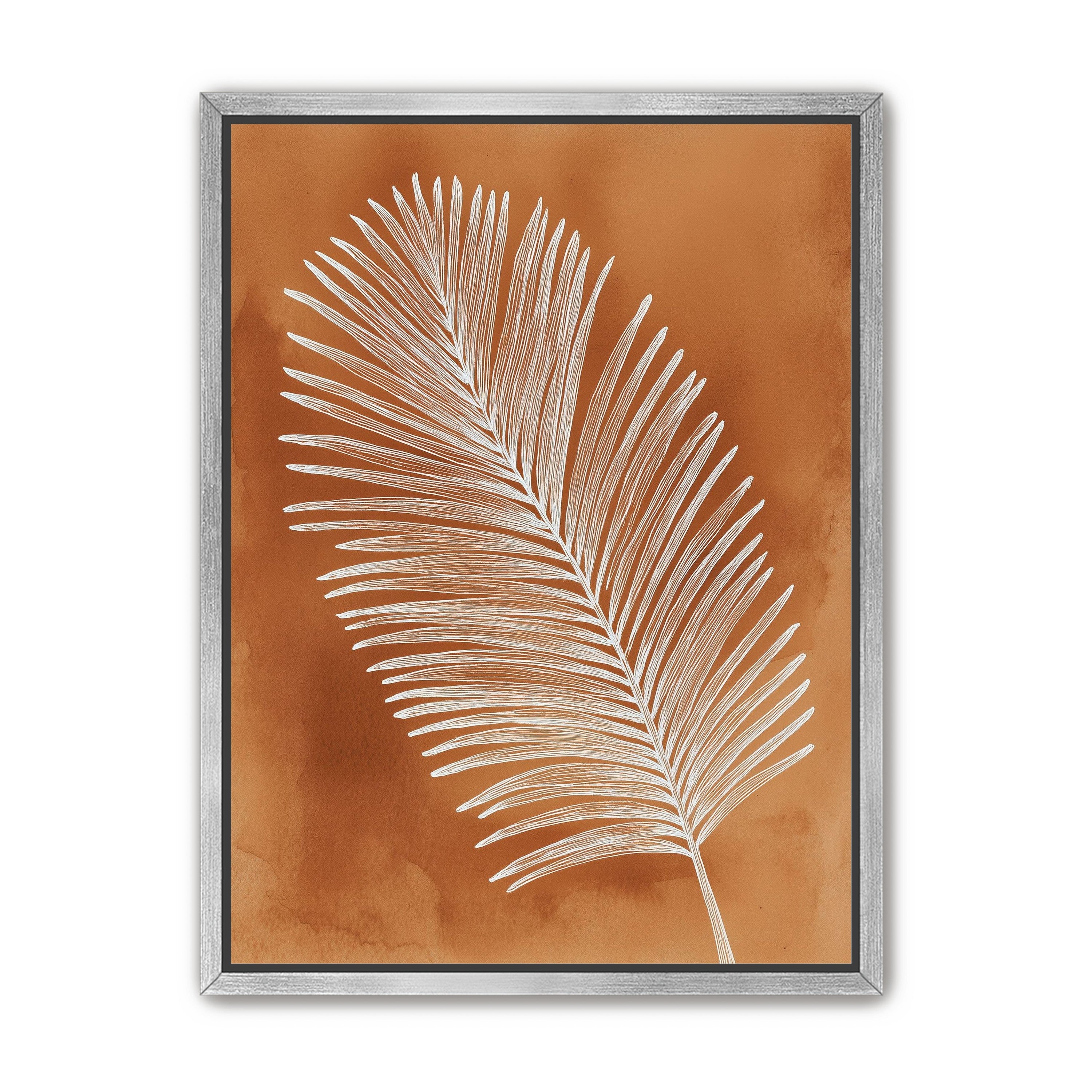 Palm frond in white ink
