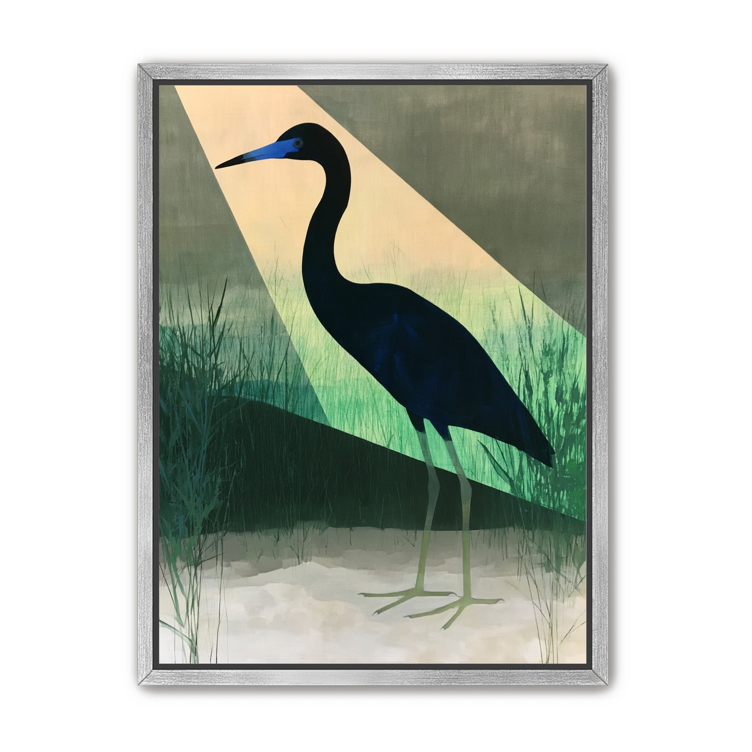 Blue beak in green light