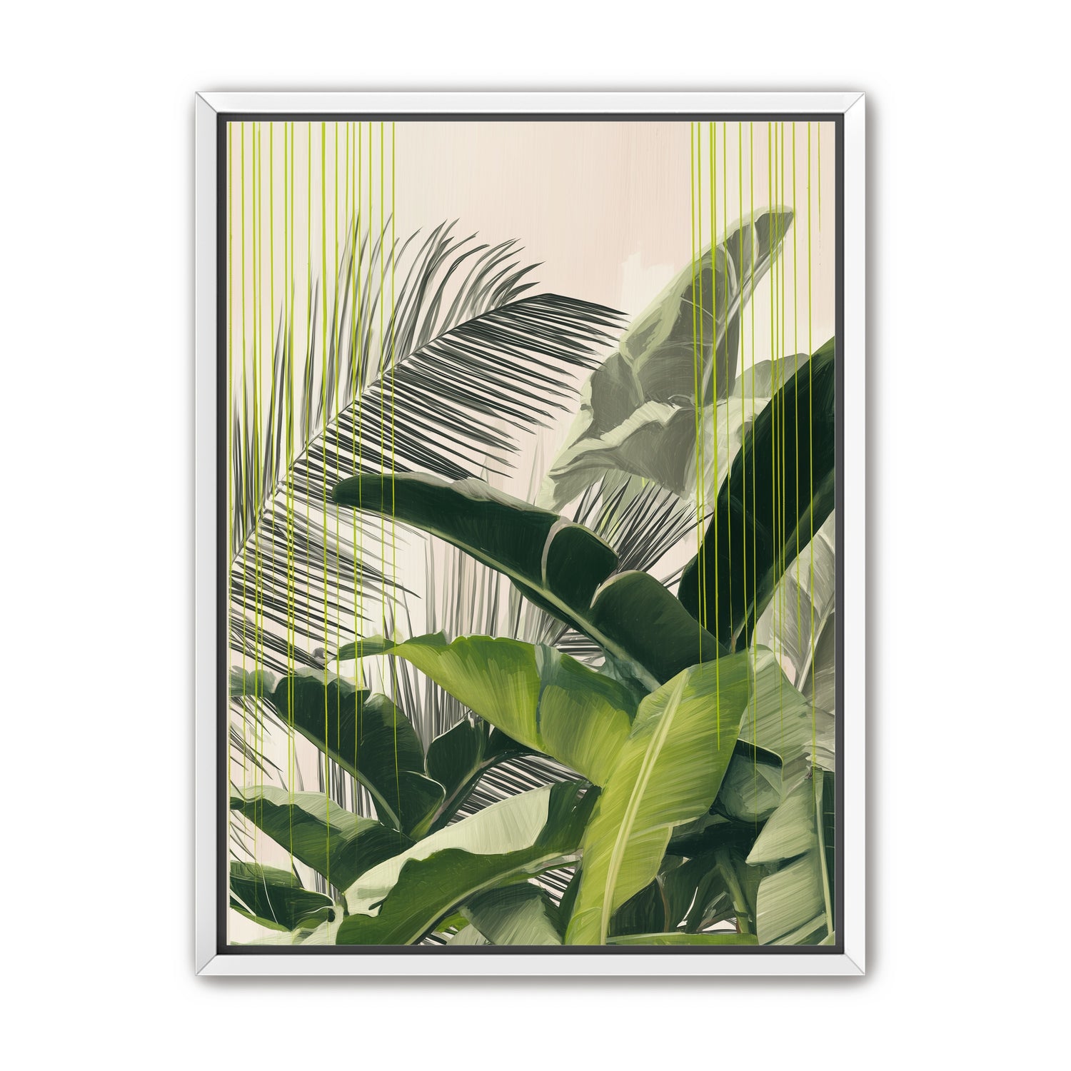 Green drips over palms