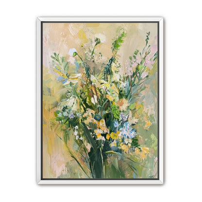 Wildflowers within pale light