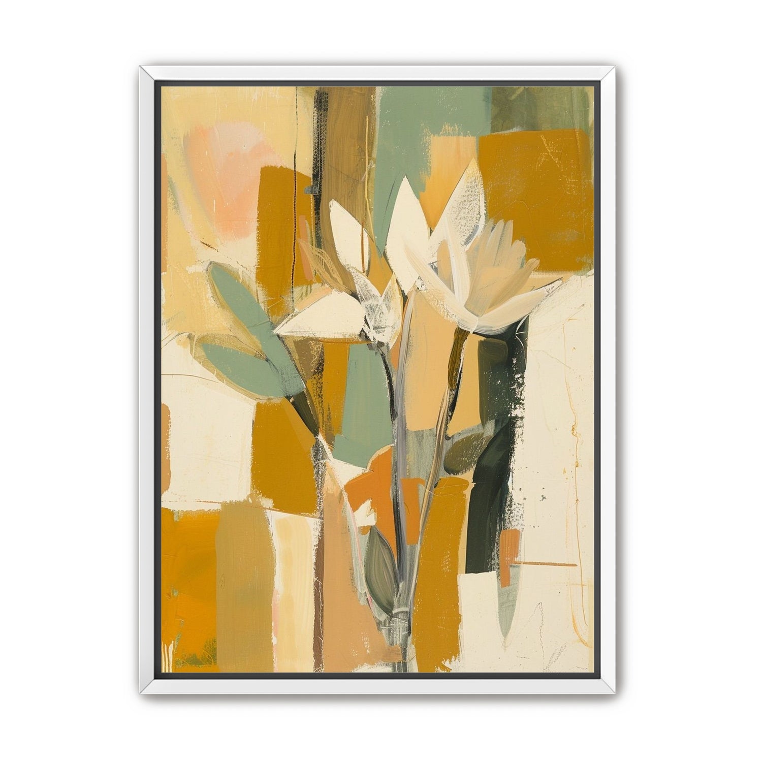 White flowers in ochre light