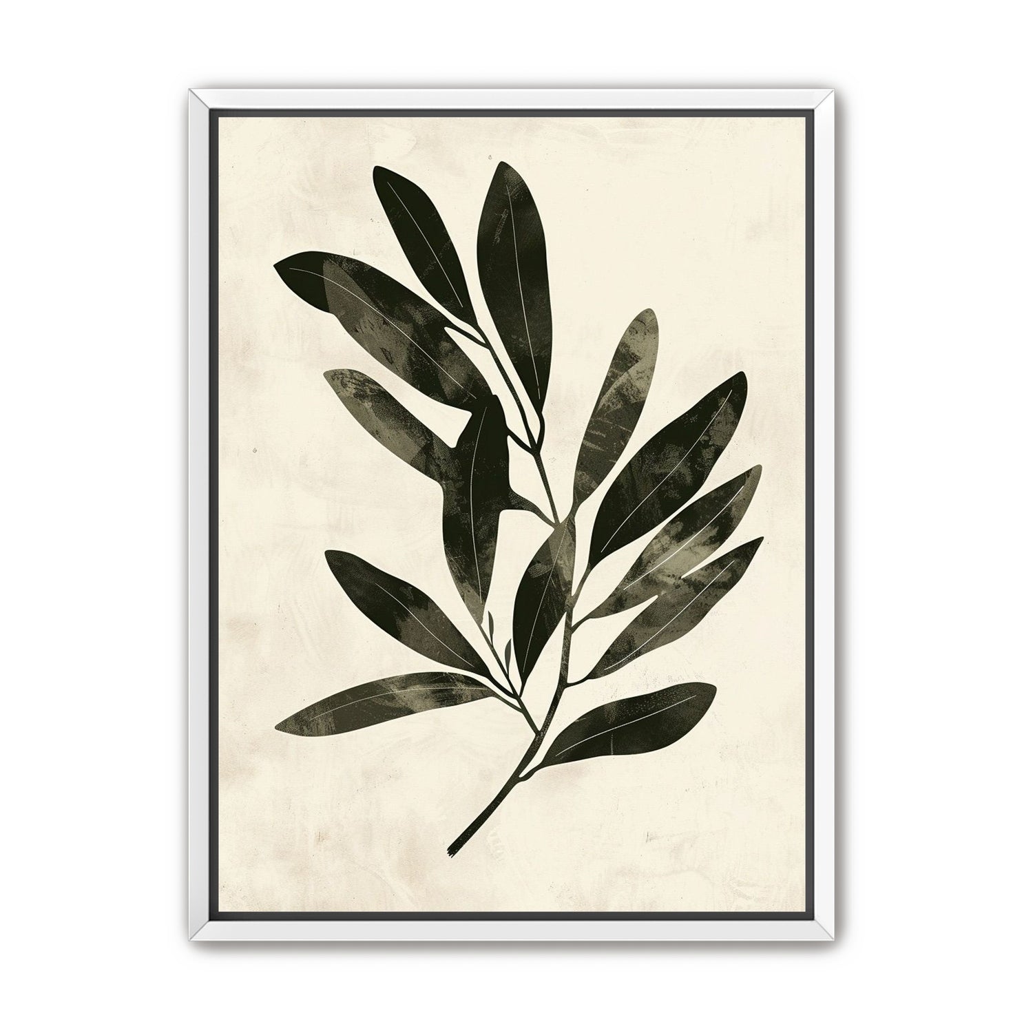 Charcoal leaves on ivory paper