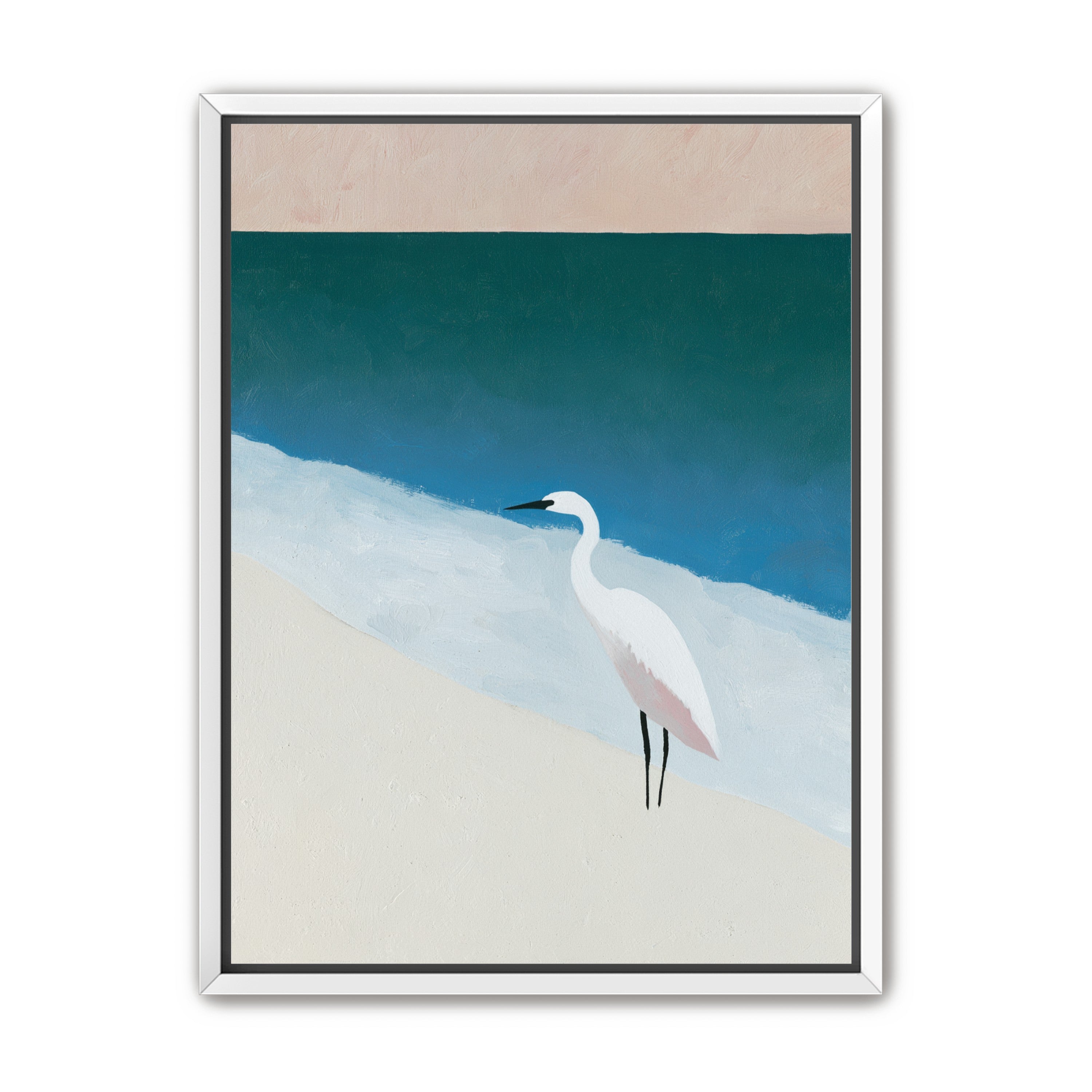 White egret at the shoreline
