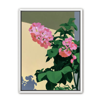 Pink blooms in hard light