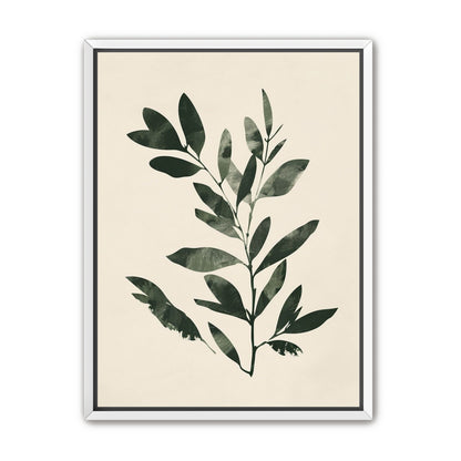 Dark green leaves on cream