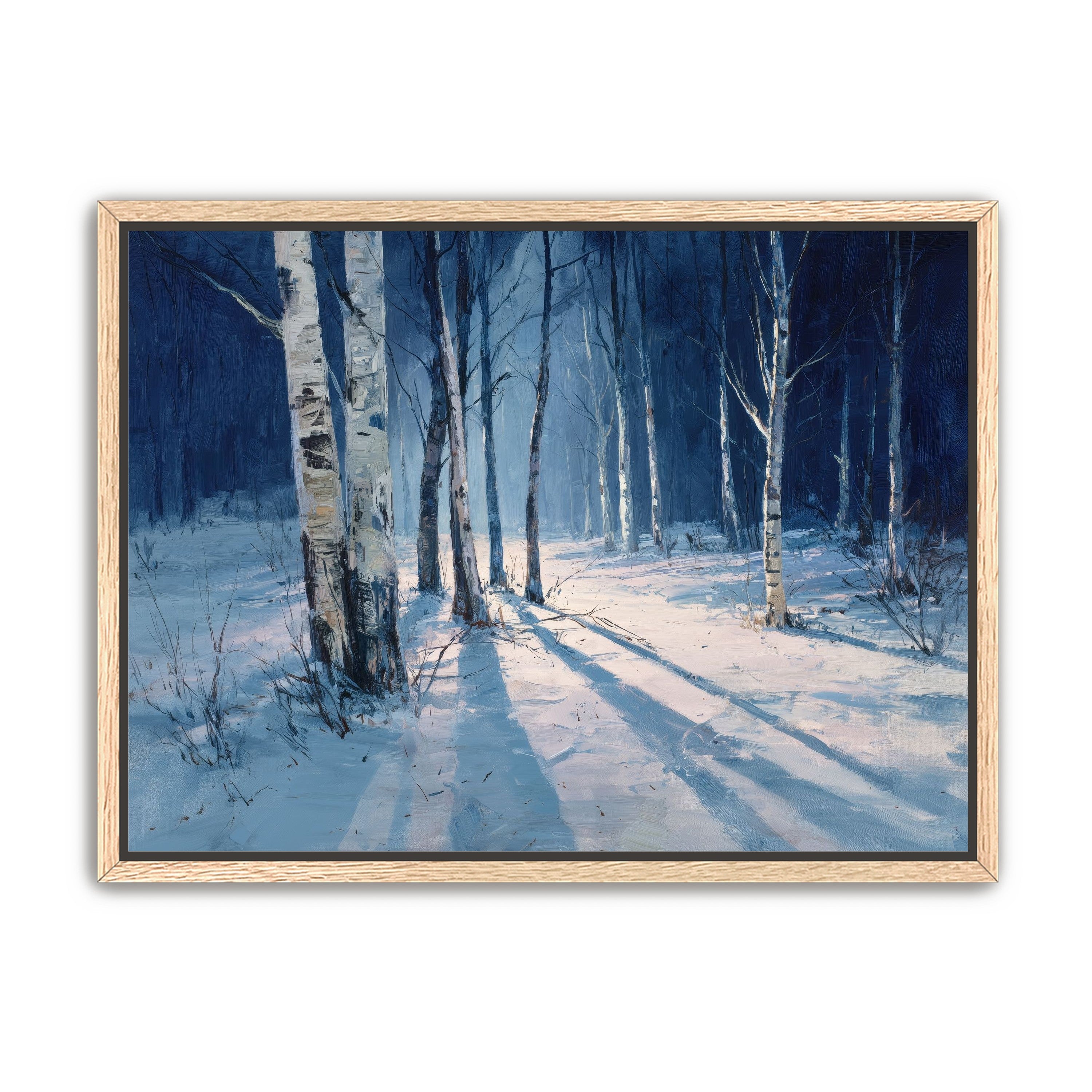 Snow Shadows Between Trunks