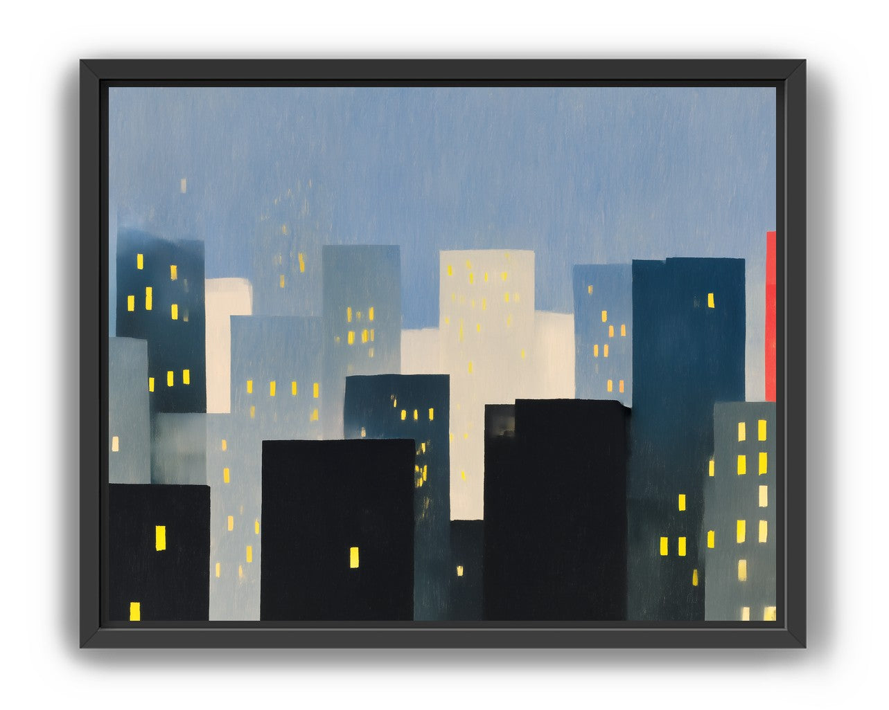 Soft windows in blue towers