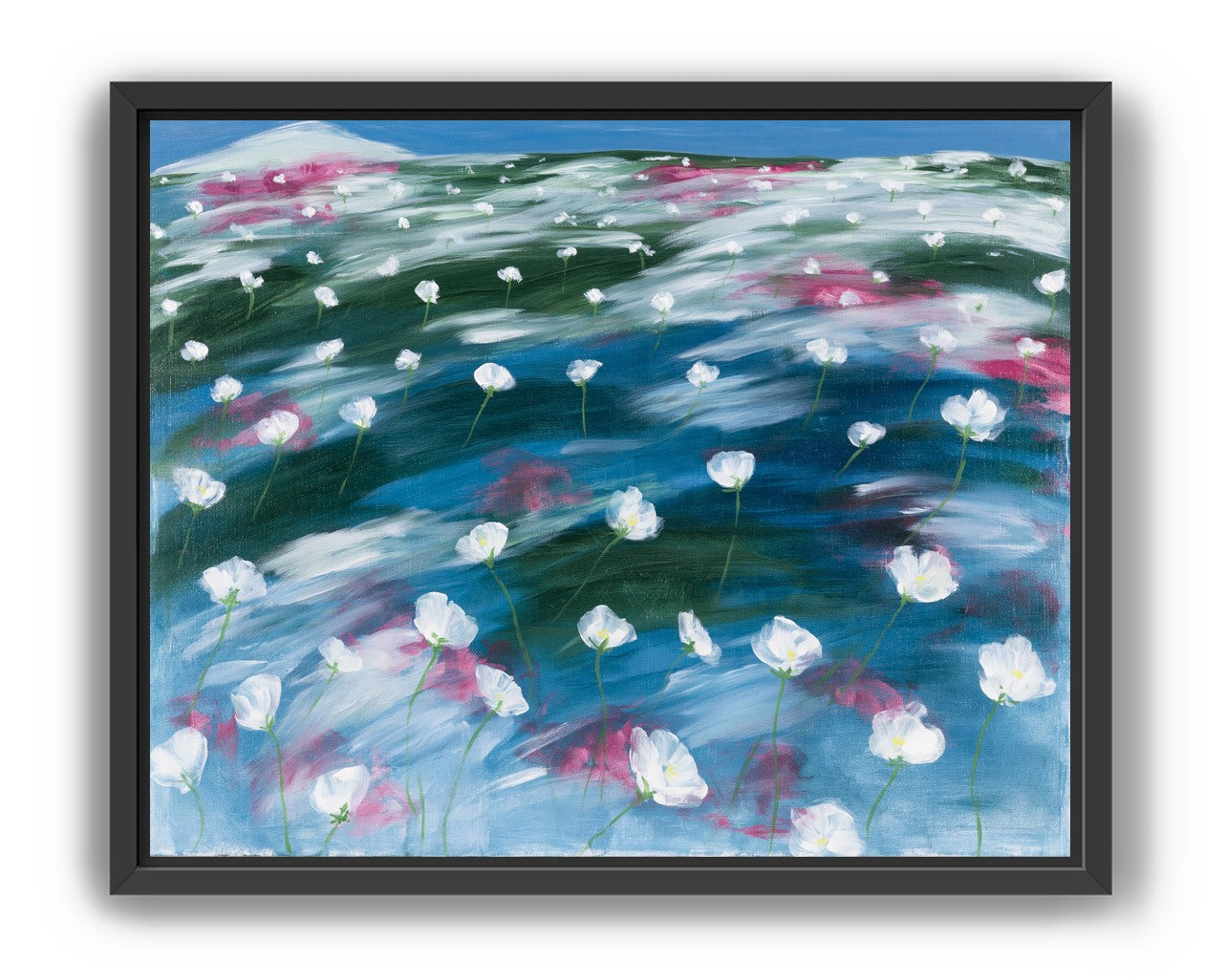 White flowers in windblown hills
