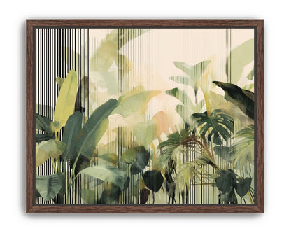 Green leaves in striped light