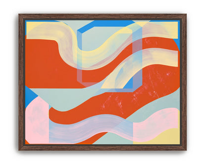 Translucent bands over red blocks