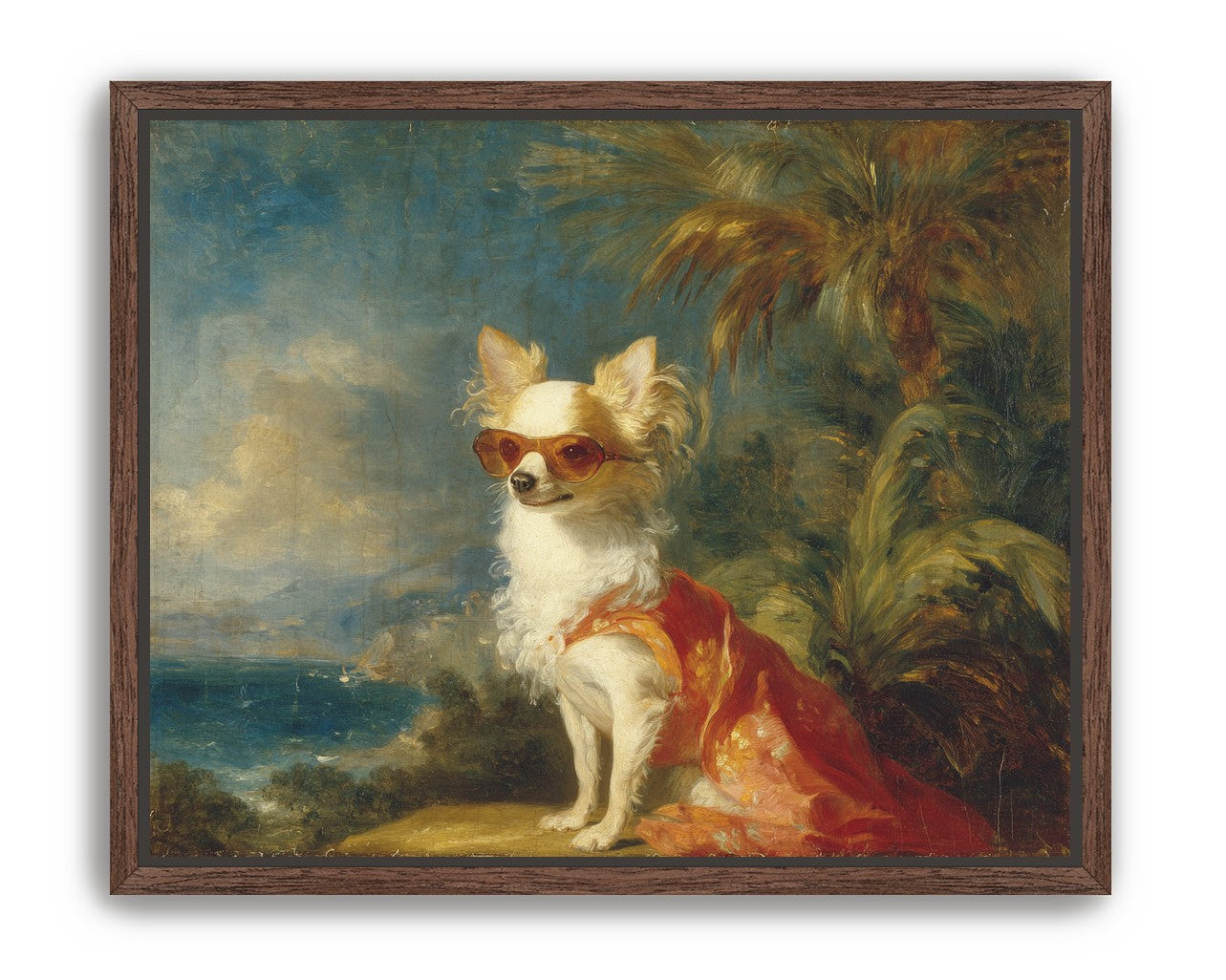 Sunglasses on the seaside dog