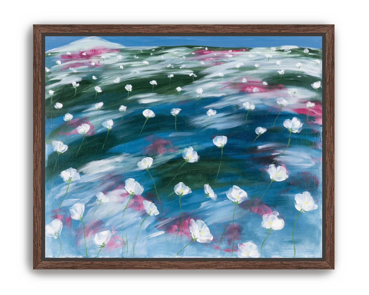 White flowers in windblown hills