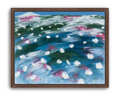 White flowers in windblown hills
