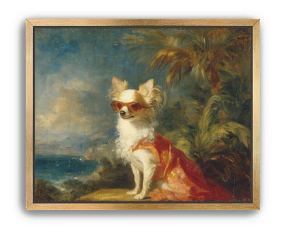 Sunglasses on the seaside dog
