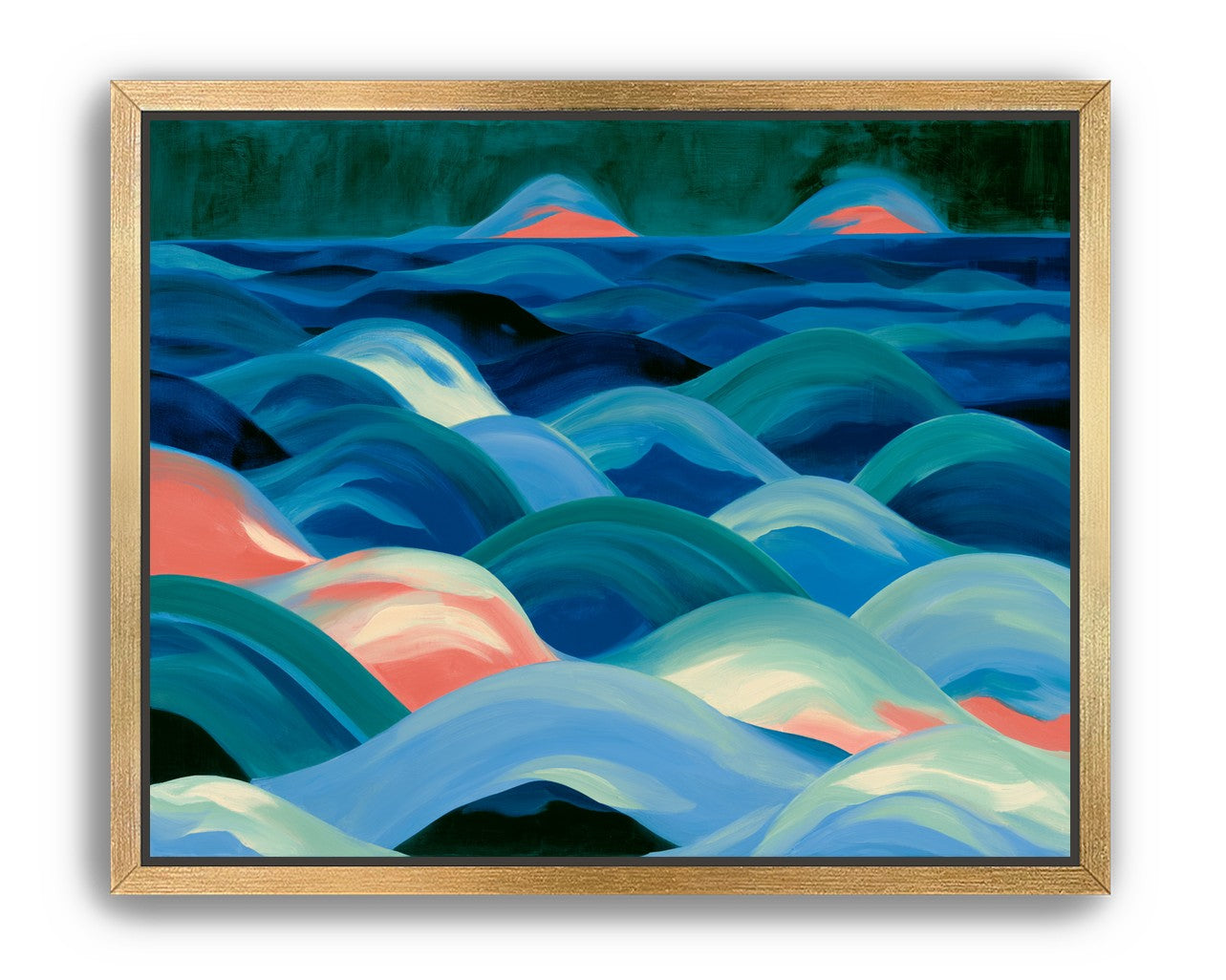 Pink light among blue waves