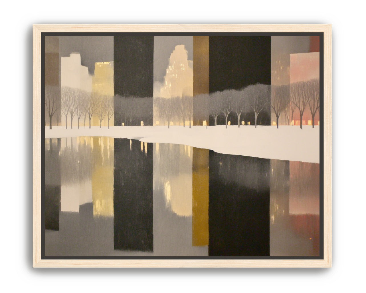 City lights in winter water