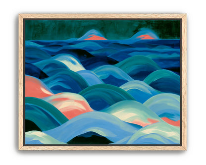 Pink light among blue waves