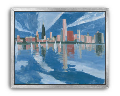 Sailboats before the mirrored skyline