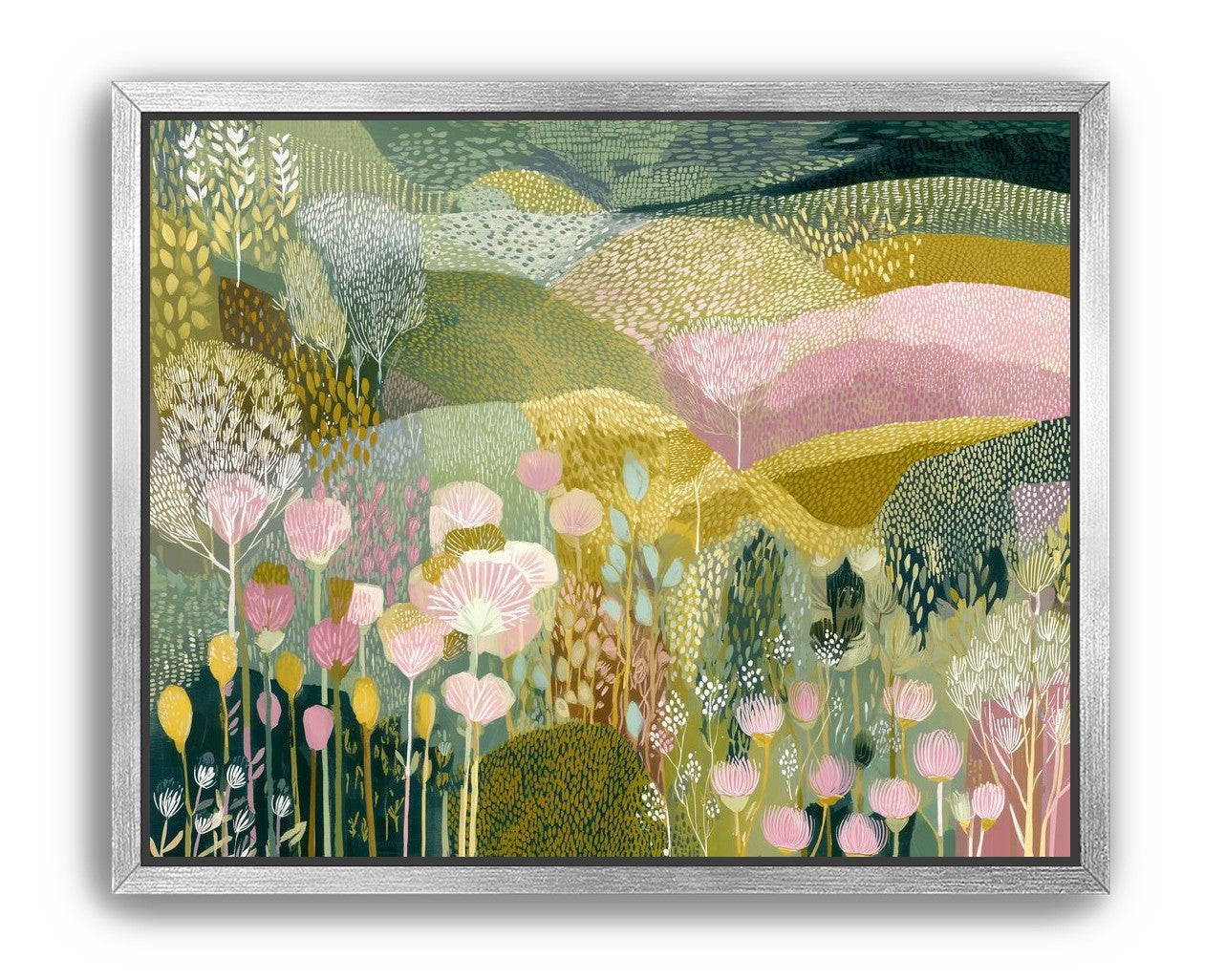 Patterned hills in bloom