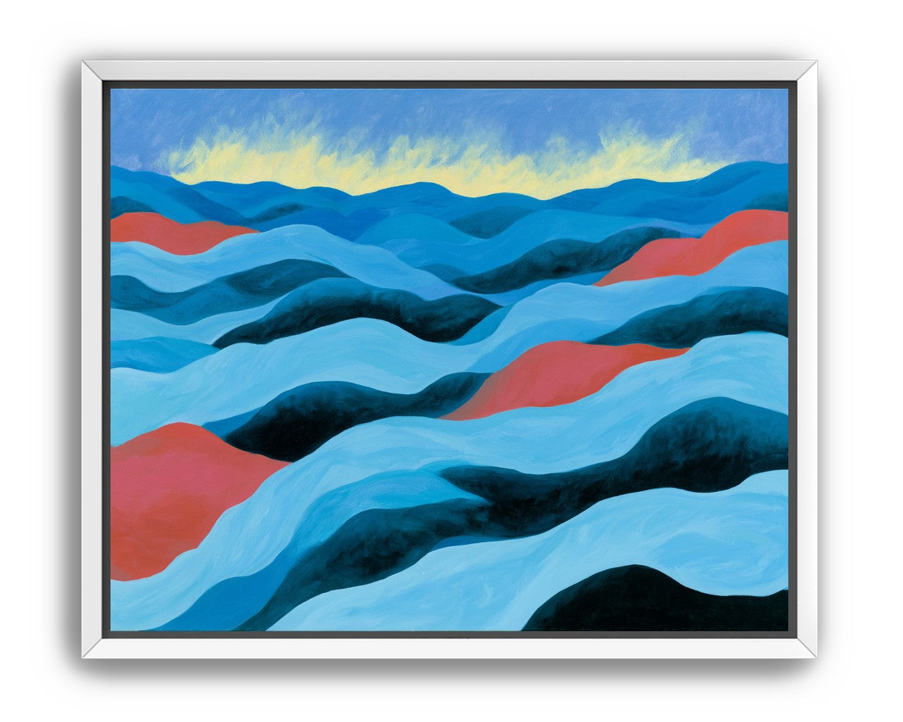 Blue hills under pale sky