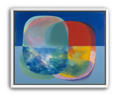 Translucent overlaps on blue field