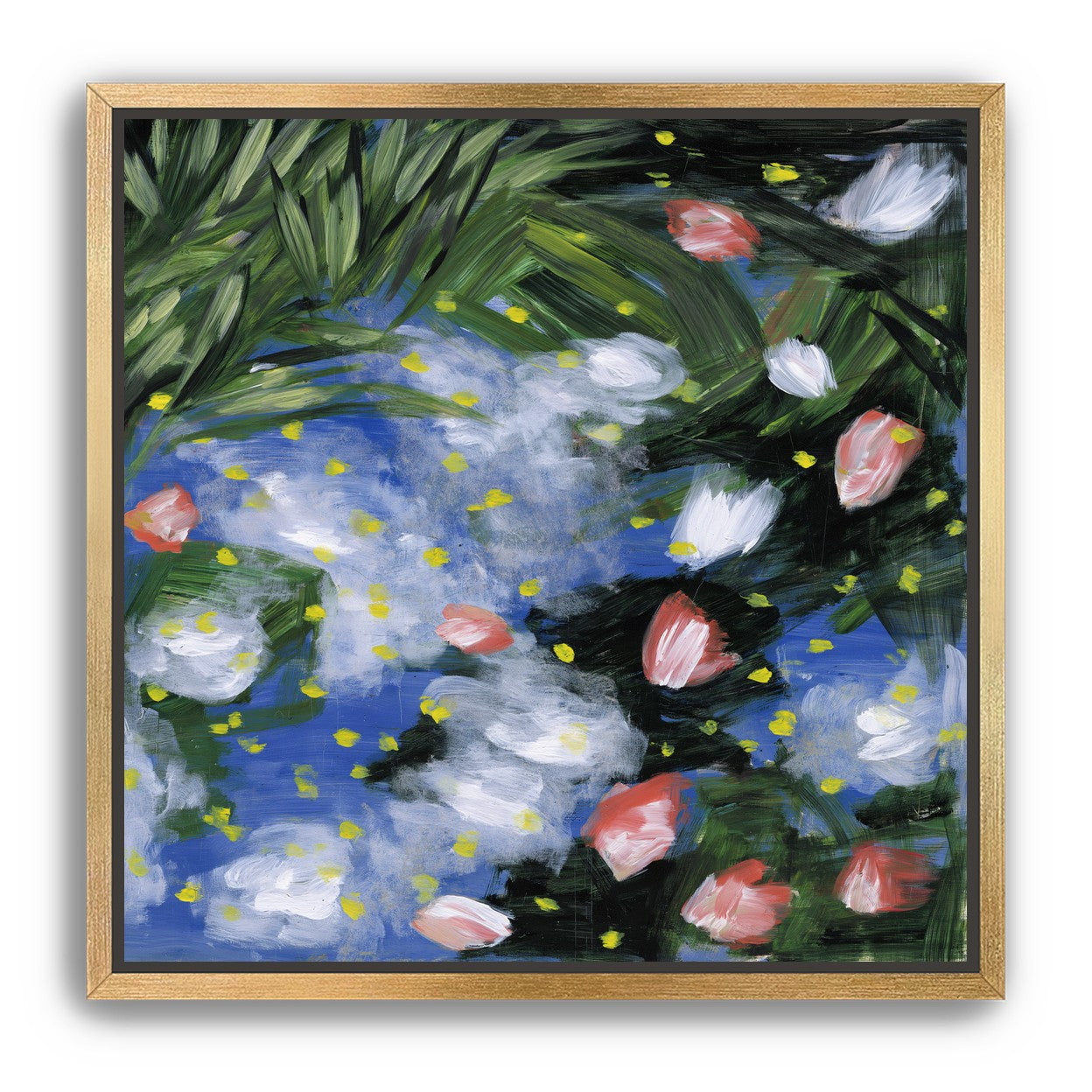 Yellow flecks on blue ground
