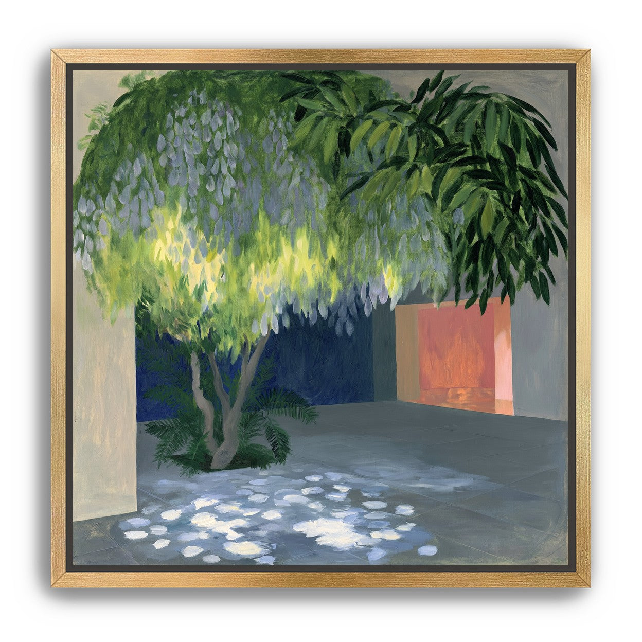 Spotted light under blossoms