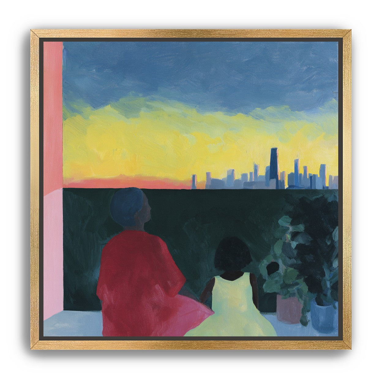 Yellow sky over the skyline