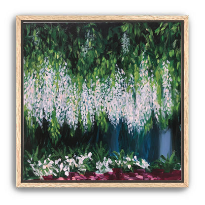 Pale blossoms in green shade