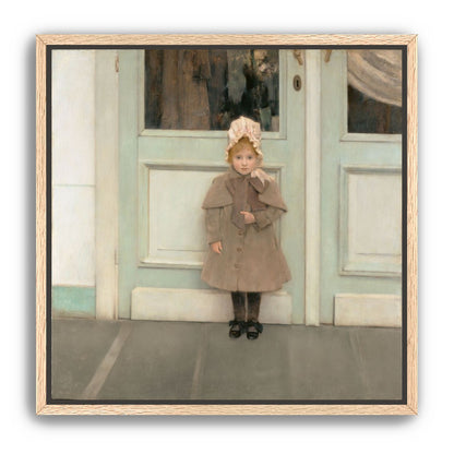 A child beneath pale doors
