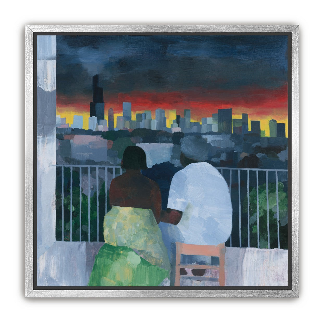 Two on the balcony at dusk