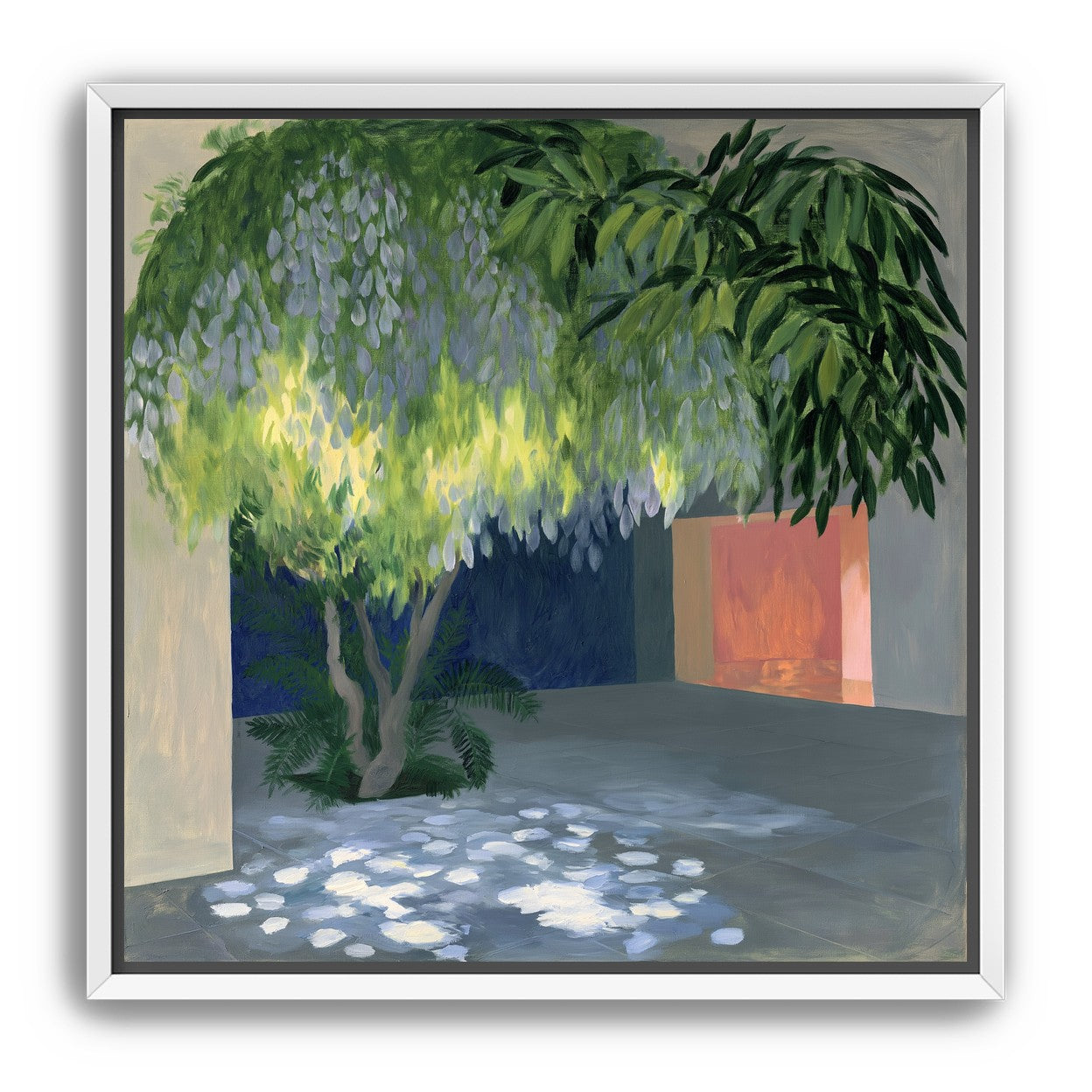 Spotted light under blossoms