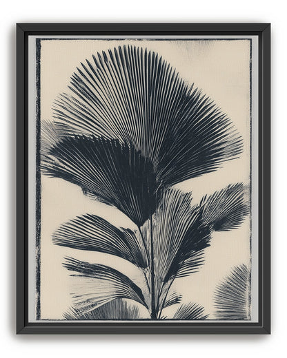 Palm fronds in black ink