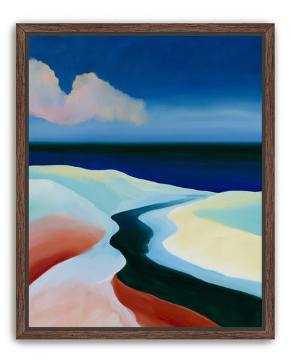 Deep blue over pale dunes