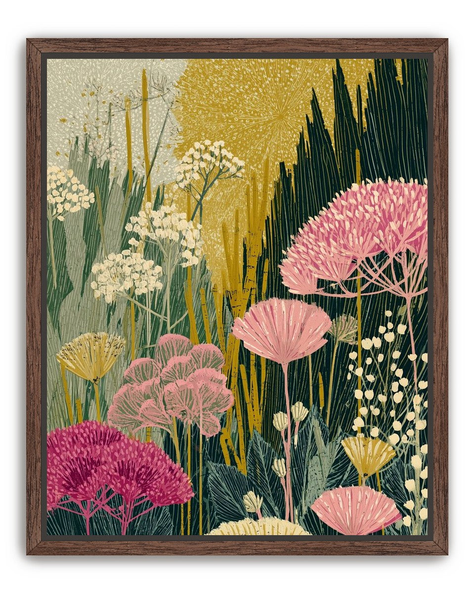 Wildflowers pressing into dusk