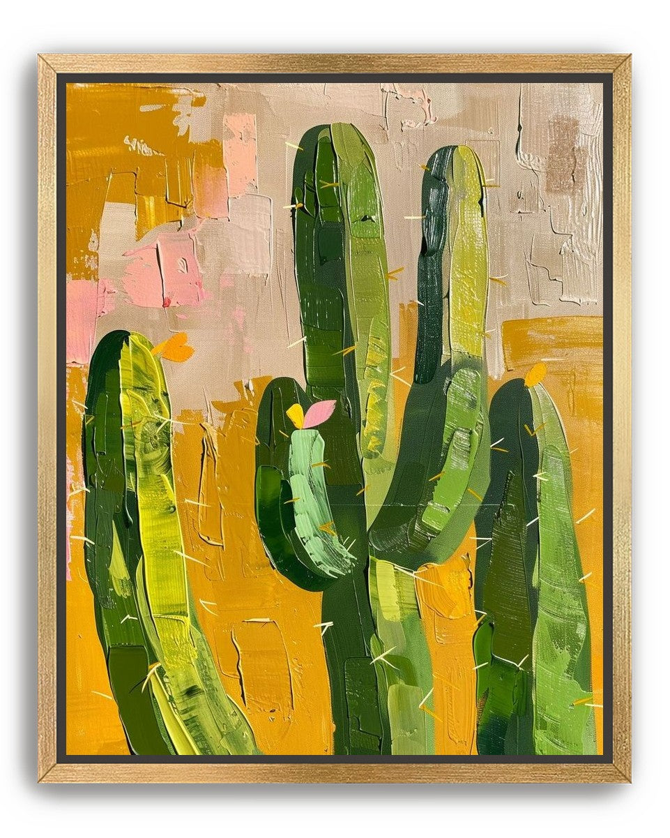 Cactus forms within ochre field