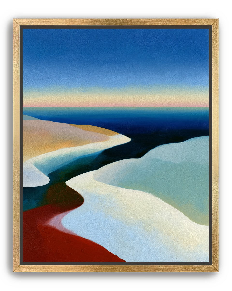 Blue sky over white dunes