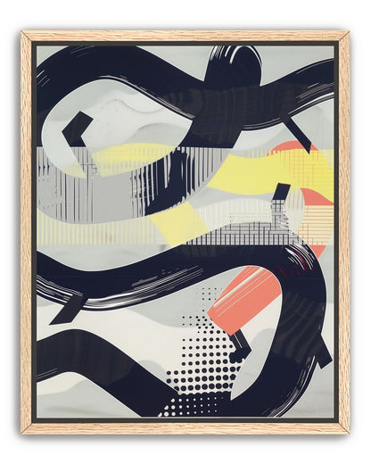 Black loops over yellow blocks