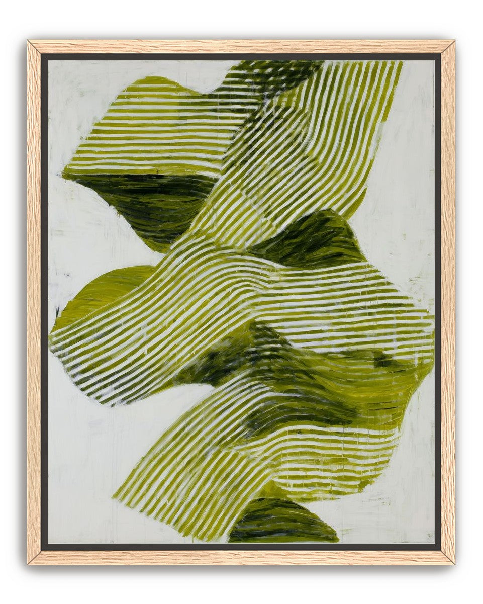 Olive stripes across white