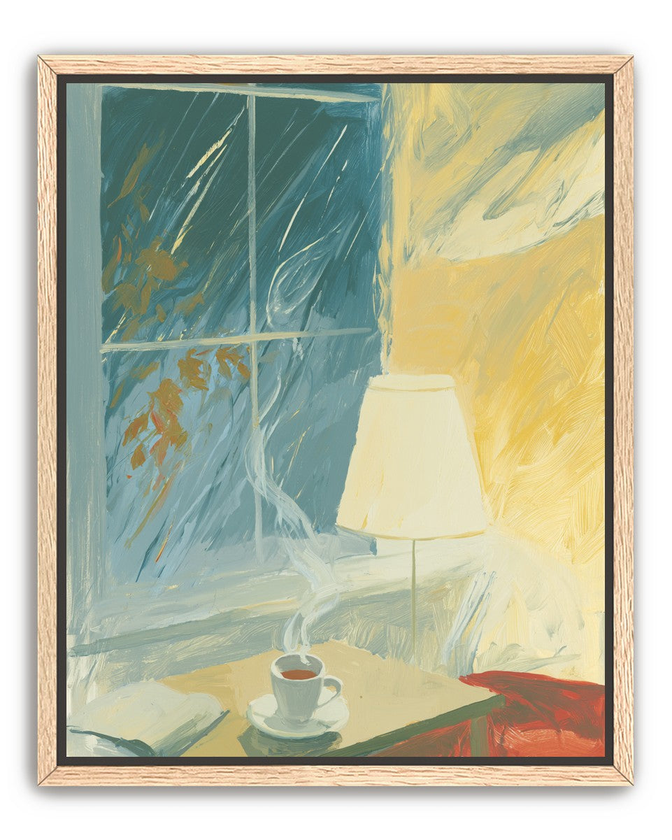 Steam against the rainy window