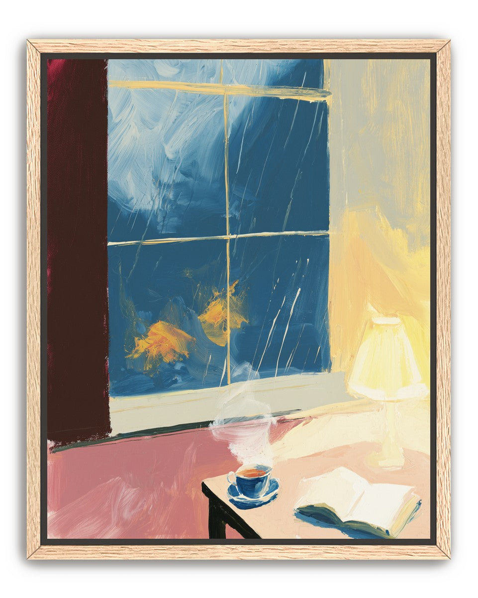 Lamplight on the rainy window