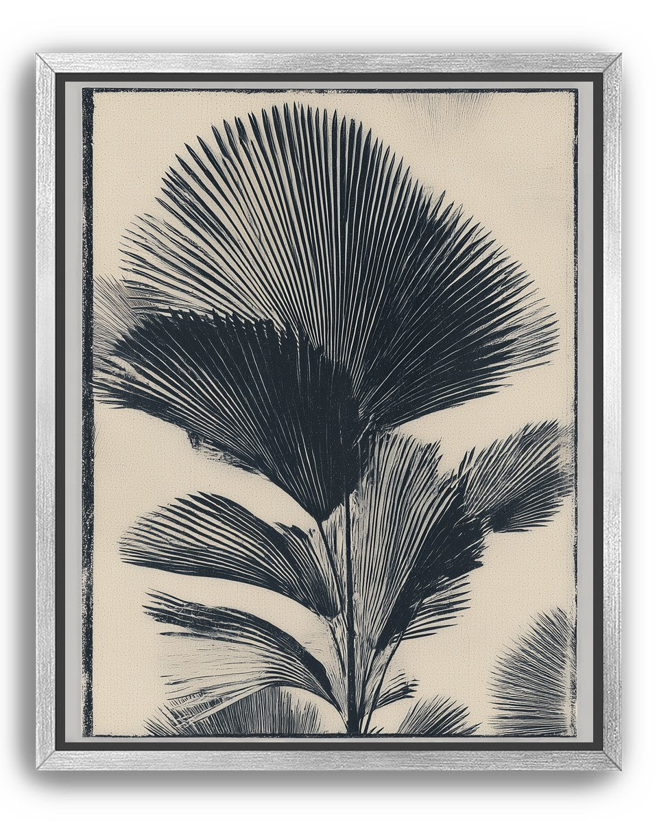 Palm fronds in black ink