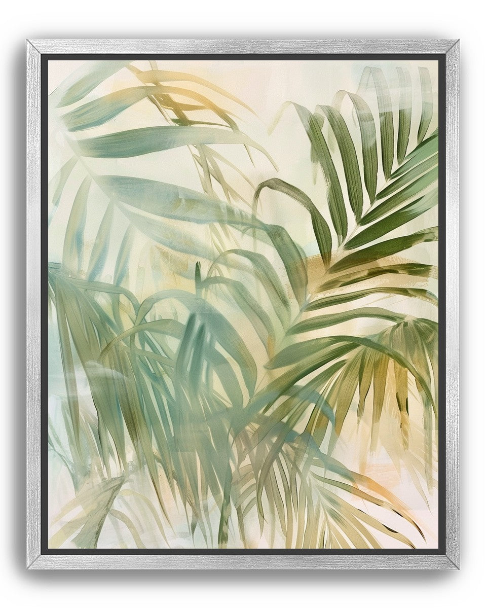 Palm leaves in pale wash